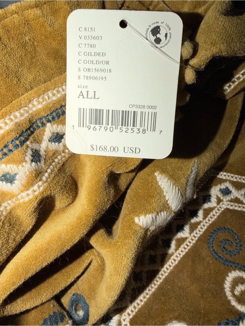 NWT Free People Vic Velvet Slouchy Bag - Color Gilded Gold - Picture 8 of 8